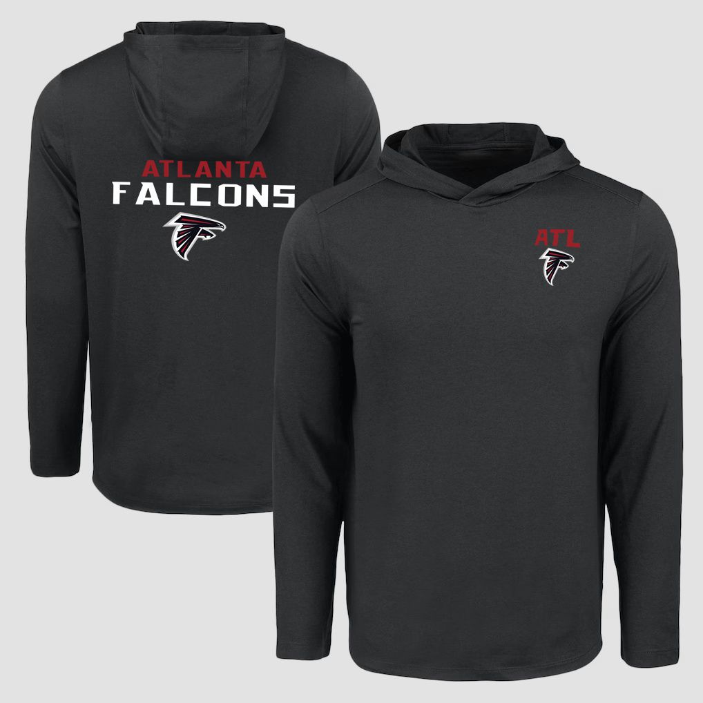 Men 2026 NFL Atlanta Falcons Hooded long sleeved T-shirt black 05->nfl t-shirts->Sports Accessory
